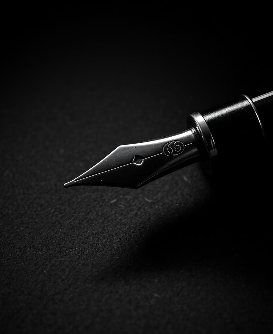 Fotografie alb-negru macro cu peniță de stilou